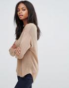 H.one Wool Mix Relaxed Scoop Knit Sweater - Brown