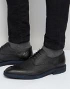 Selected Homme Dwight Leather Brogue Shoes - Black