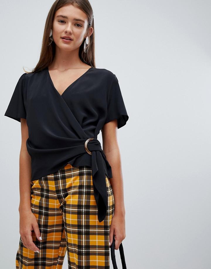 New Look Buckle Detail Wrap Top - Red