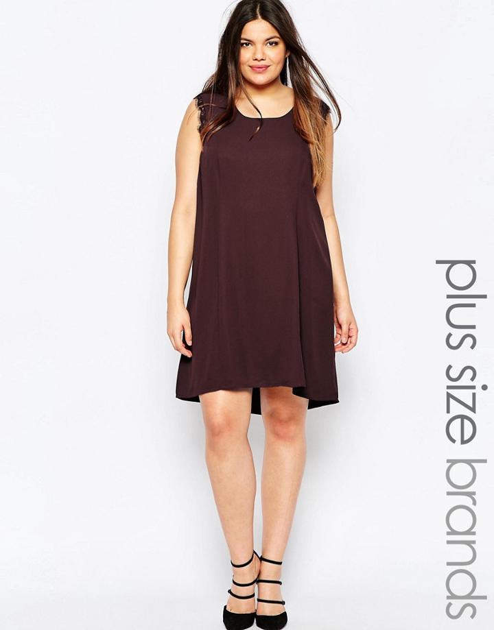 Junarose Plus Menas Dress With Lace Sleeves - Fudge