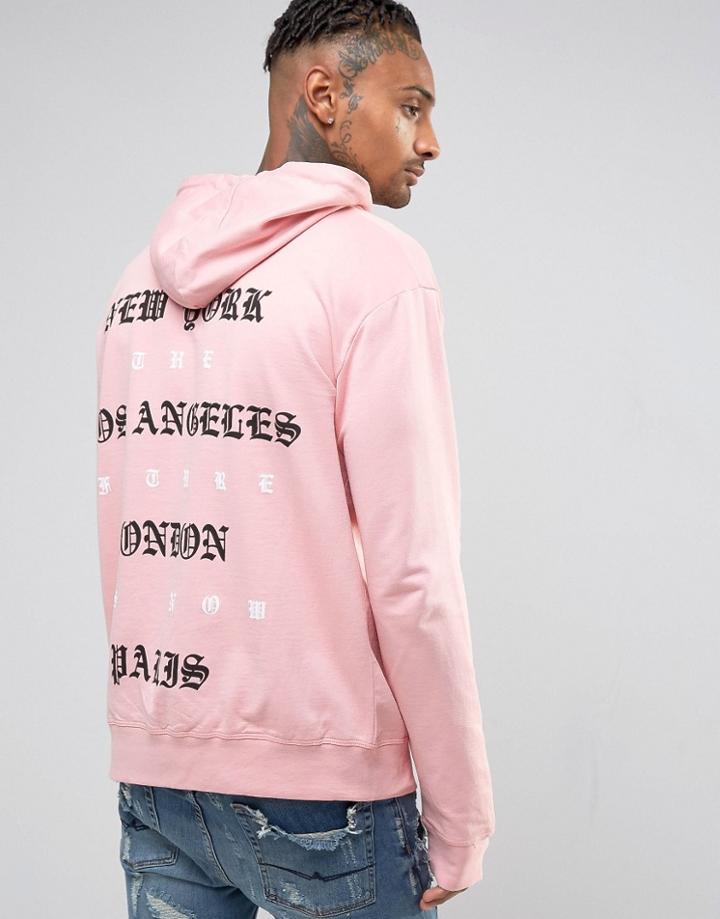 Criminal Damage Hoodie With Back Print - Pink
