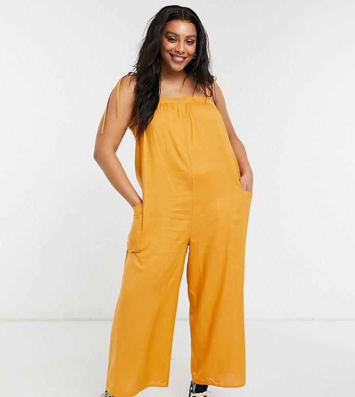 Asos Design Curve Cami Minimal Pocket Jumpsuit In Acorn-orange