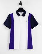 Lacoste Side Panel Polo In White/navy