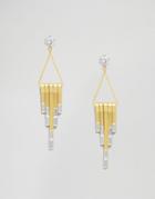 Ashiana Multi Bar Drop Earrings With Gem Stud - Gold