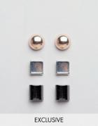 Designb Geometric Stud Earrings In 3 Pack - Multi