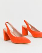 Glamorous Bright Orange Block Heeled Sling Back Shoes