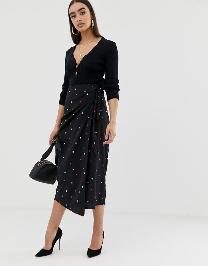 Fashion Union Tiw Waist Midi Skirt In Multi Spot