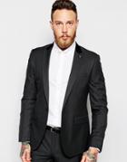 Asos Slim Suit Jacket In Tonic - Black