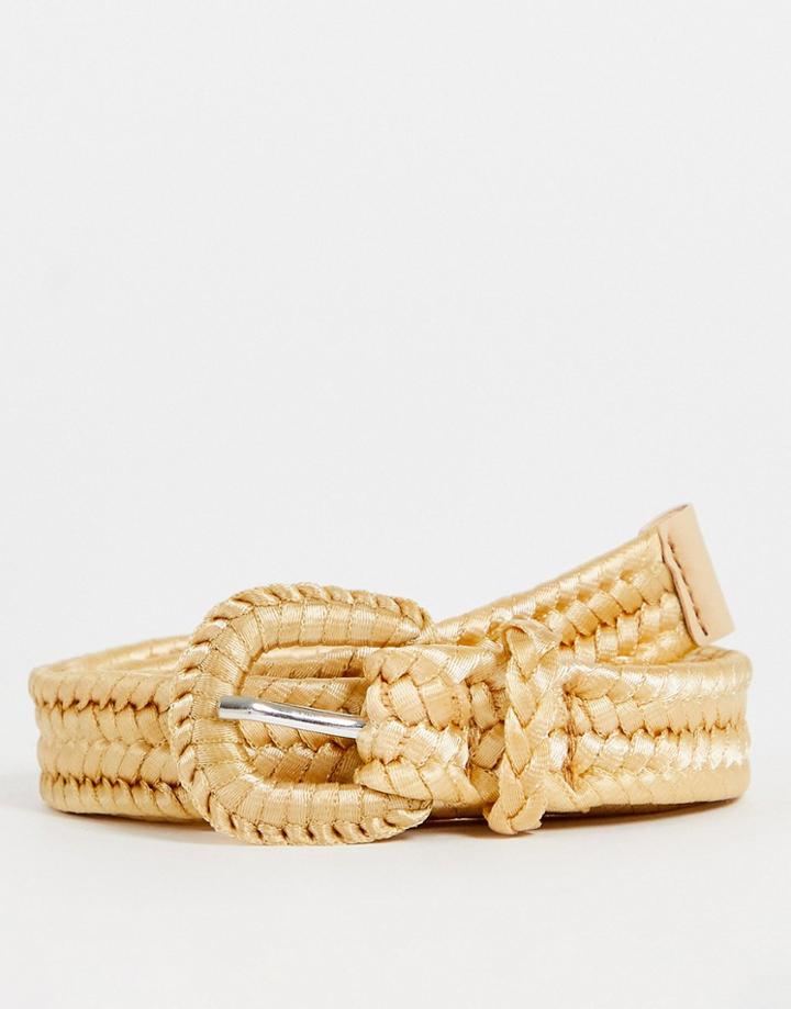 Svnx Braided Straw Belt In Cream-white