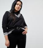 Junarose Sweater With Varsity Trim - Black