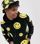 Chinatown Market Smiley All Over Hooded Sweat In Black