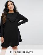 Brave Soul Plus Frill Swing Dress - Black