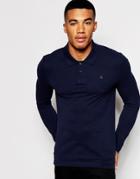 Asos Muscle Fit Long Sleeve Polo Shirt - Navy