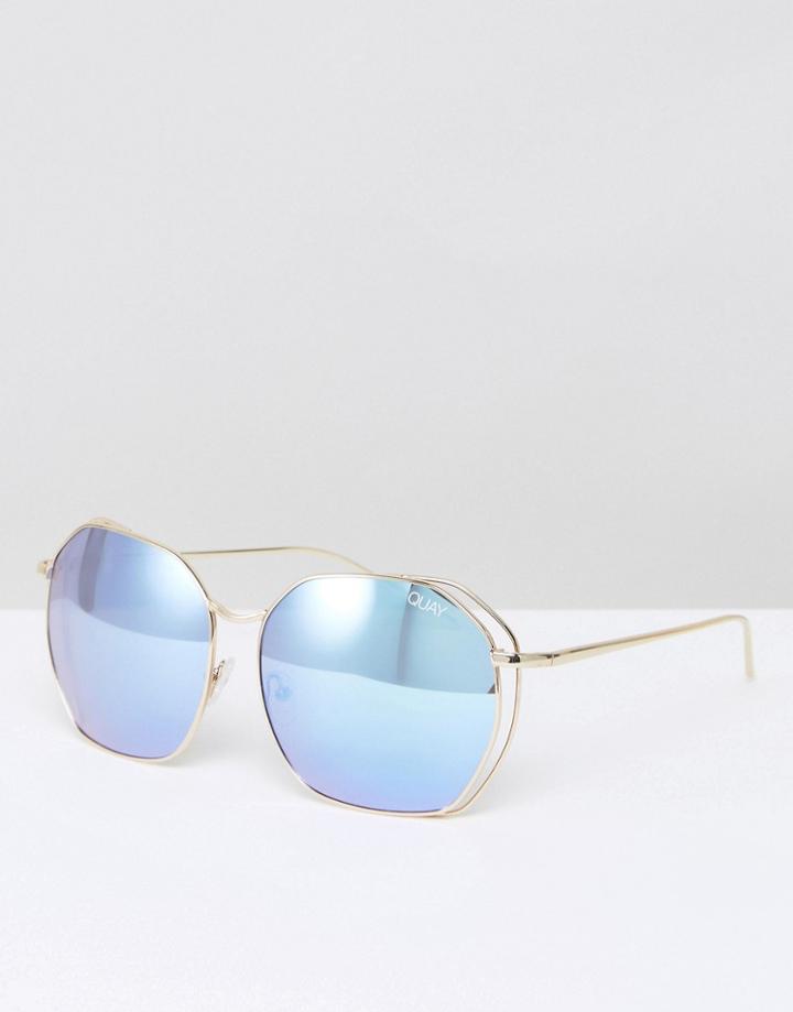 Quay Australia Bae Retro Oversized Sunglasses - Gold