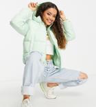 Pieces Petite Polyester Padded Puffer Jacket In Pastel Green - Mgreen