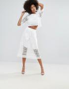 Darling Crochet Lace Midi Skirt - White