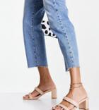 London Rebel Wide Fit Padded Mule Sandals In Beige-neutral