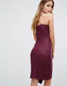 Ax Paris Asymmetric Midi Cami Dress In Metallic Print - Purple