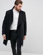 Religion Coat With Asymetric Buttons - Black
