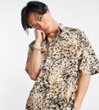 Collusion Short Sleeve Camo Festival Shirt In Beige-neutral