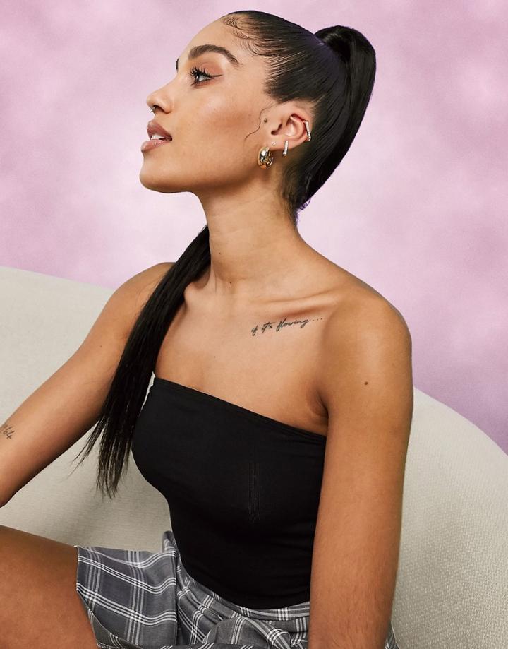 Asos Luxe Ultimate Organic Cotton Crop Bandeau Top In Black