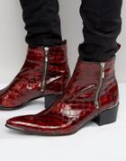 Jeffery West Sylvian Zip Boots - Red