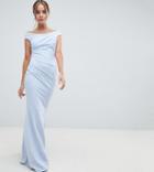 City Goddess Petite Bardot Fishtail Maxi Dress - Blue