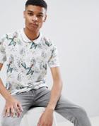 Threadbare Tropical Print Polo Shirt - White