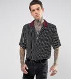 Reclaimed Vintage Inspired Revere Shirt With Short Sleeves In Reg Fit - Black