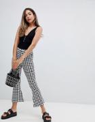 Asos Design Flare Cropped Leggings In Houndstooth Check - Multi
