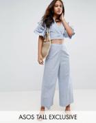 Asos Tall Exclusive Shirting Wide Leg Pant In Stripe Co-ord - Multi