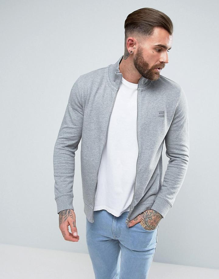Boss Orange By Hugo Boss Zissou Uk Zip Neck Sweat Gray - Gray