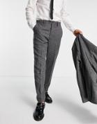 Selected Homme Suit Pants In Slim Cropped Gray Herringbone