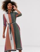 French Connection Mix And Match Maxi Shirt Dress-multi