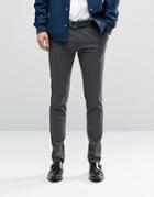 Asos Super Skinny Smart Pants In Charcoal - Gray