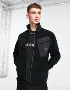 Calvin Klein Jeans Fleece Overshirt In Black