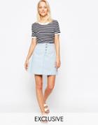 Chorus Button Front Skater Skirt - Blue