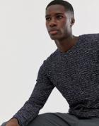Selected Homme Knitted Sweater With Mixed Yarn Detail - Navy