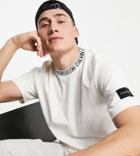 Calvin Klein T-shirt With Neck Branding Detail In Cream - Exclusive To Asos-white