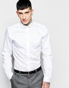 Heart & Dagger Textured Shirt With Curve Collar In Slim Fit - White