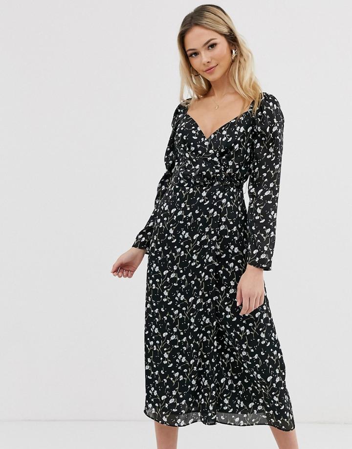 The East Order Lucette Floral Wrap Midi Dress - Blue