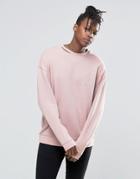 Asos Oversized Sweatshirt With Ripped Neck In Pink - Chalk Rose