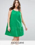 Asos Curve Drop Waist Sundress In Cotton - Green