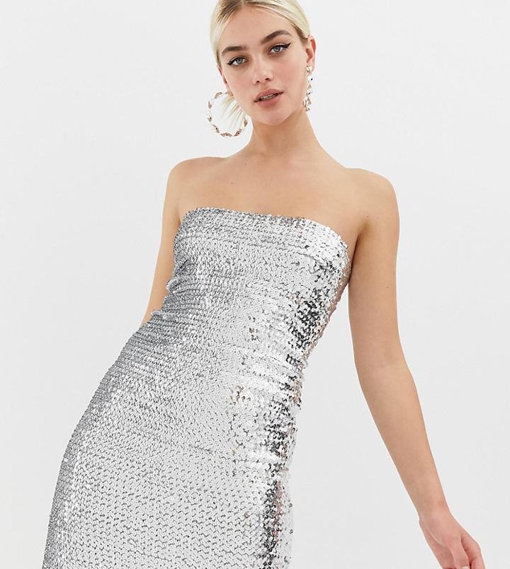 Collusion Sequin Bodycon Mini Dress - Silver