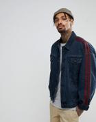 Asos Oversized Denim Jacket With Laid On Tape In Blue Wash - Blue