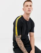 Jack And Jones Core Taped Curved Hem Tee - Black