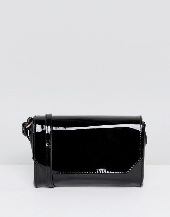 Asos Patent Foldover Cross Body Bag - Black
