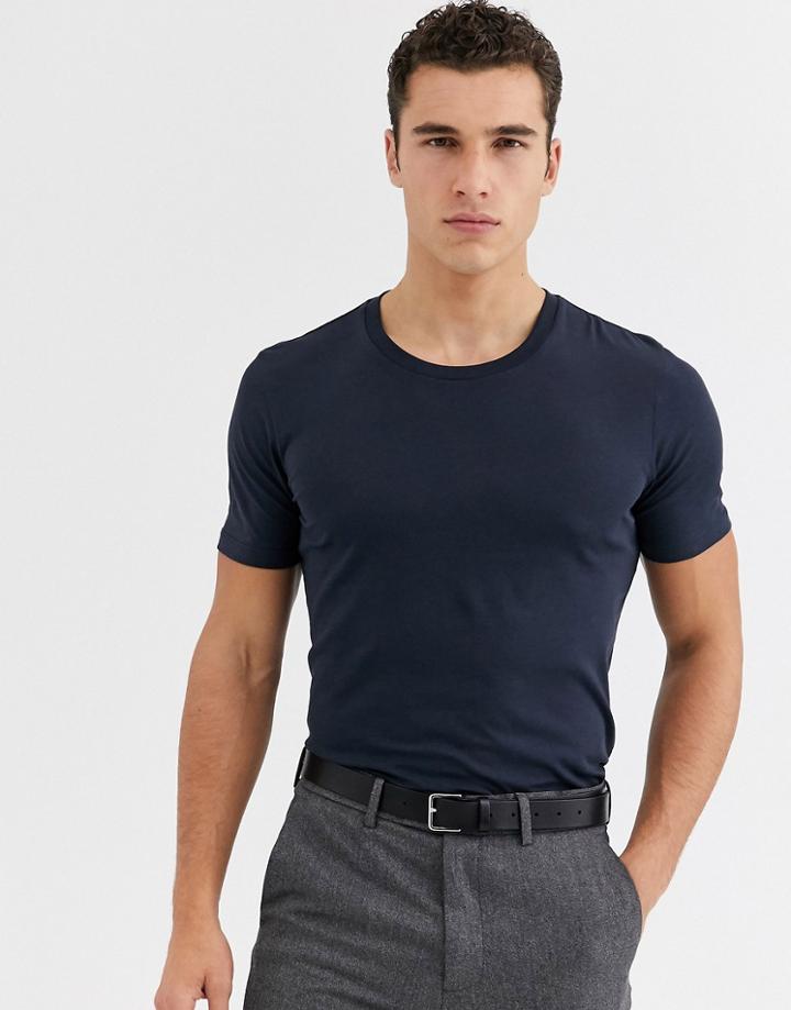 Selected Homme 'the Perfect Tee' Pima Cotton T-shirt In Navy