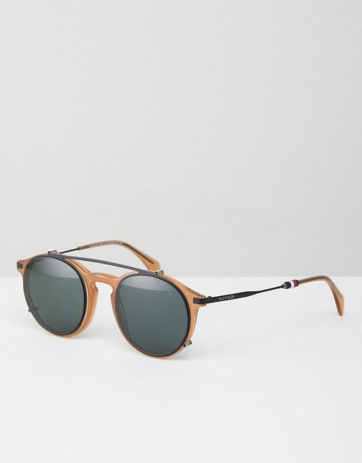 Tommy Hilfiger Round Sunglasses And Brow Bar - Black