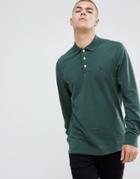 Abercrombie & Fitch Icon Logo Long Sleeve Stretch Slim Fit Pique Polo In Green - Green